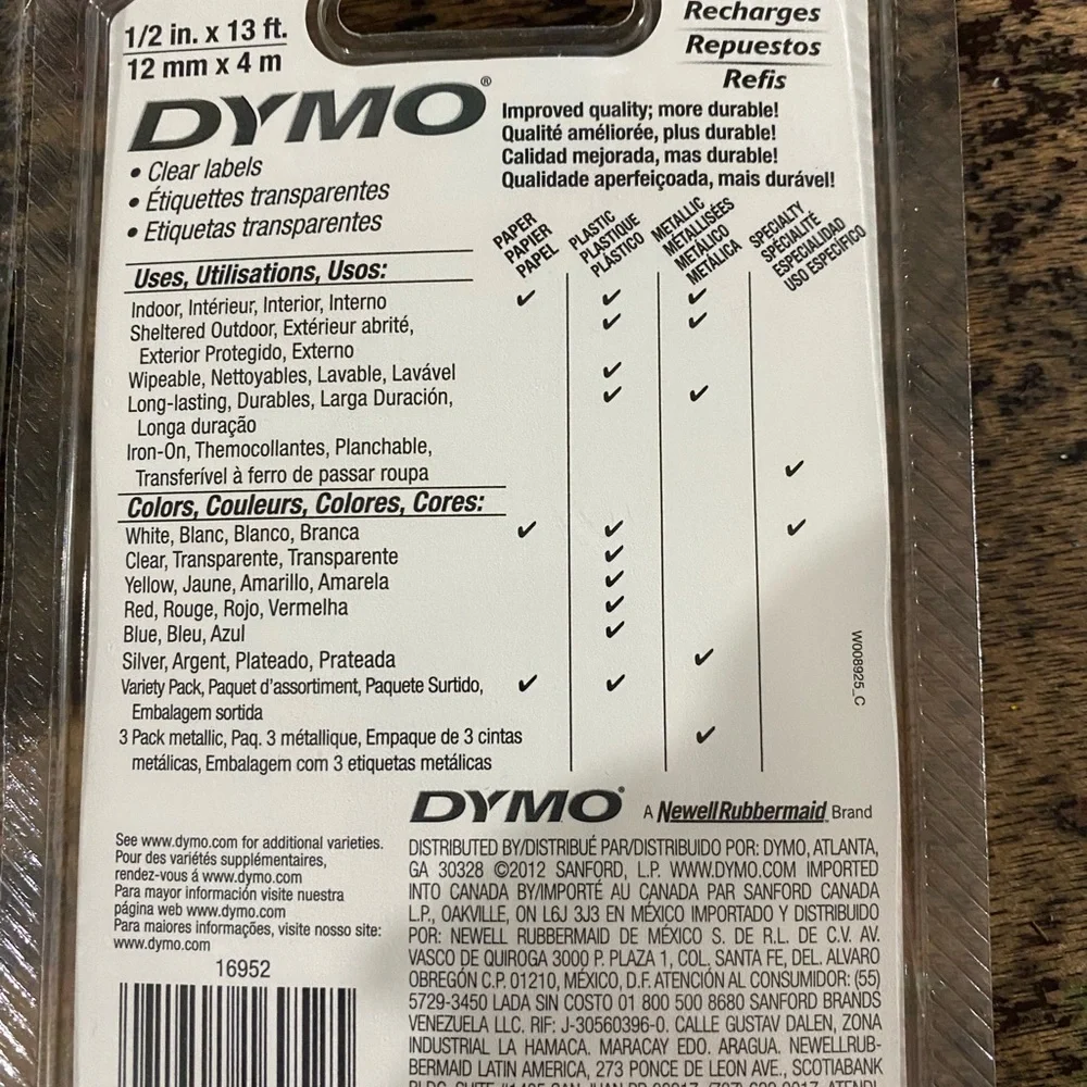 DYMO Label Refill Pack - White and Clear